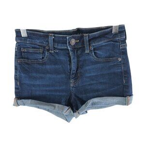 American Eagle Womens Hi-Rise Shortie Denim Shorts 2 Stretch Dark Wash